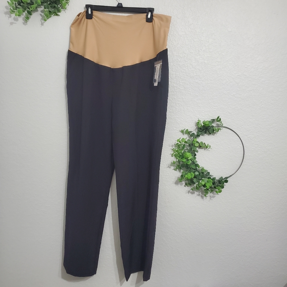 Black Maternity Pants with belly band 20w black pants work pants plus suz
